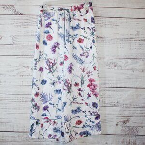 BCBG Max Azaria - White w/ Multicolor Floral Print Wide Leg Pants Size M